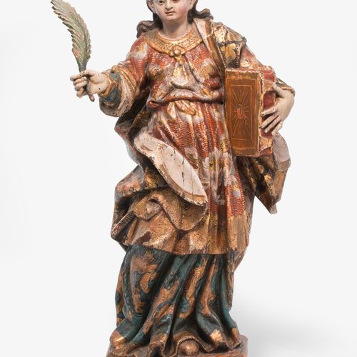 Weibliche Heilige Sainte femme 
Espagne, baroque. Bois sculpté et polychrome, en&hellip;