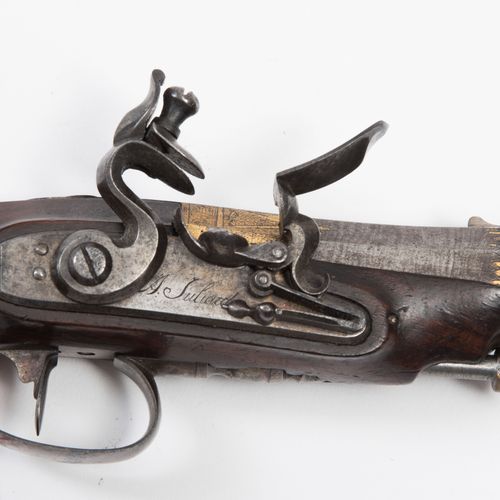 Steinschloss-Taschenpistole Pistolet de poche à silex 
Belgique, Liège, env. 180&hellip;