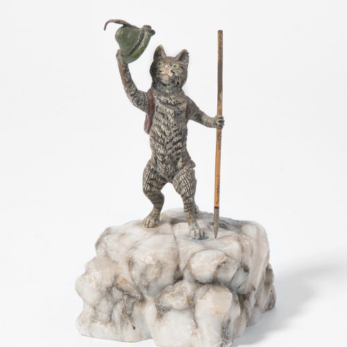 Tierfigur: Katze Figurine d'animal : chat 
Bronze viennois, vers 1900. Ciselé et&hellip;