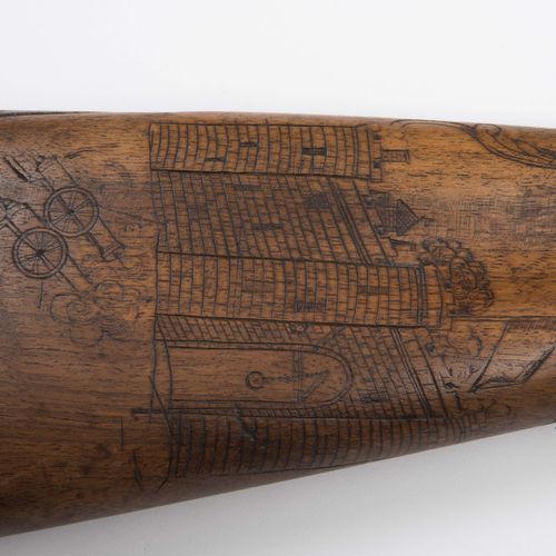 Steinschlossgewehr, Vogelflinte 燧发枪、鸟枪

法国，巴黎，约1780年。 粗糙的，有点锈迹斑斑的圆形枪管（长101厘米），口径&hellip;