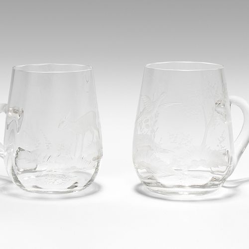 Moser, 8 Humpen Moser, 8 verres à pied 
20e siècle Verre en cristal incolore. Di&hellip;