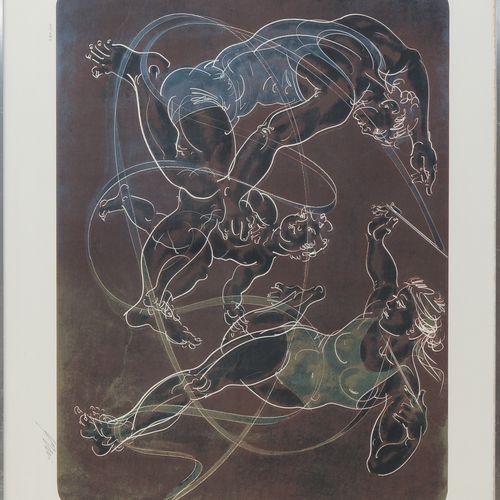 Erni, Hans 埃尔尼, 汉斯
(1909 卢塞恩 2015)
"Gymnaestrada"。1984年。彩色平版画。11/180。右下角有签名。光尺寸5&hellip;