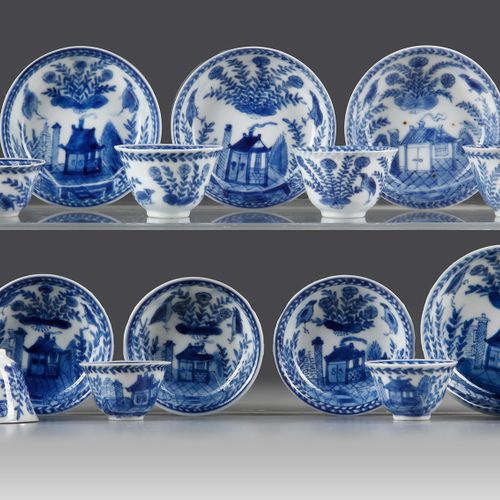 A SET OF TEN CHINESE BLUE AND WHITE CUPS AND NINE SAUCERS, KANGXI 1662- 1722 Ten&hellip;