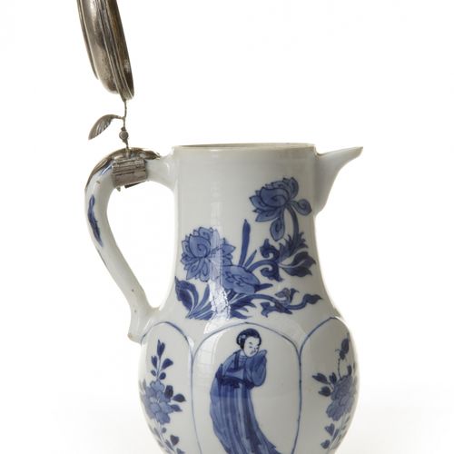 A SILVER MOUNTED CHINESE BLUE AND WHITE MOULDED MILK JUG, KANGXI PERIOD (1662-17&hellip;