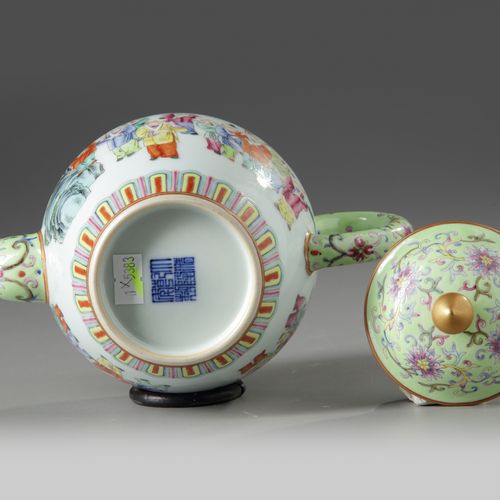 A CHINESE FAMILLE ROSE 'BOYS' TEAPOT AND COVER, 19TH-20TH CENTURY The body is de&hellip;