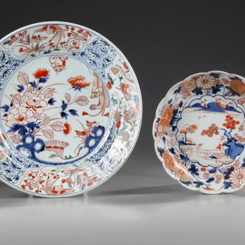 TWO JAPANESE IMARI PLATES, 17TH CENTURY decorated in iron-red and gilt on underg&hellip;