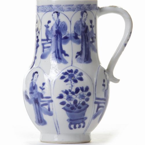 A CHINESE BLUE AND WHITE EWER, KANGXI PERIOD (1662-1722) The exterior is painted&hellip;