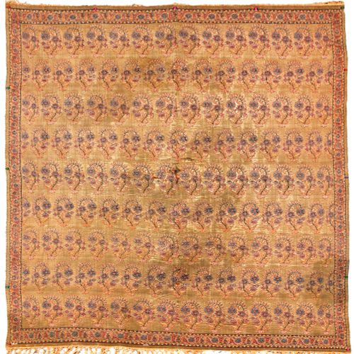 A QAJAR SILK AND METAL THREAD BROCADE PANEL, PERSIA, 18TH - 19TH CENTURY 方形，用多色丝&hellip;