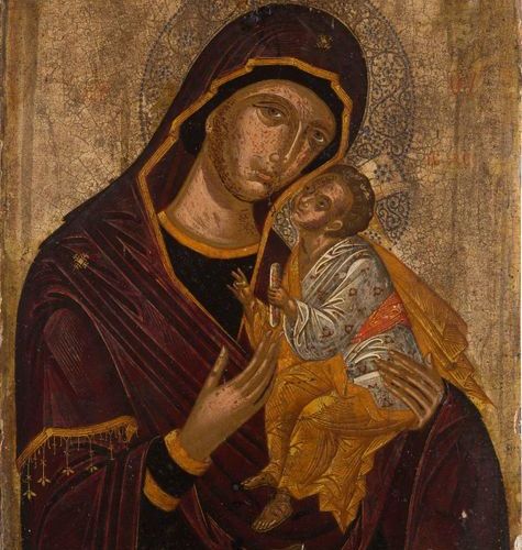 Null A VERY FINE ICON SHOWING THE SWEET-KISSING MOTHER OF GOD (GLYKOPHILOUSA) Gr&hellip;