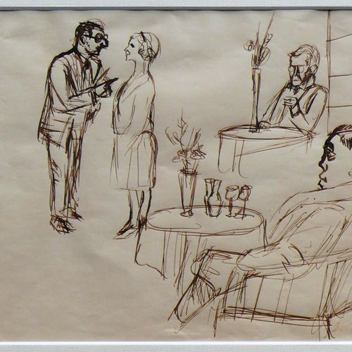 Null Hubbuch, Karl (Karlsruhe 1891 - 1979) ''Bar-Scene'' ; dessin à l'encre ; si&hellip;