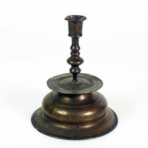 Null Candlestick (probably German, 17th century) Brass; squeezed spherical form &hellip;
