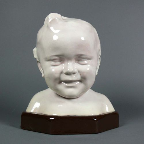 Null Endstorfer, Anton (1880 Liesing - 1961 Vienna) ''Child's Head''; 白色釉面，棕色底边；&hellip;