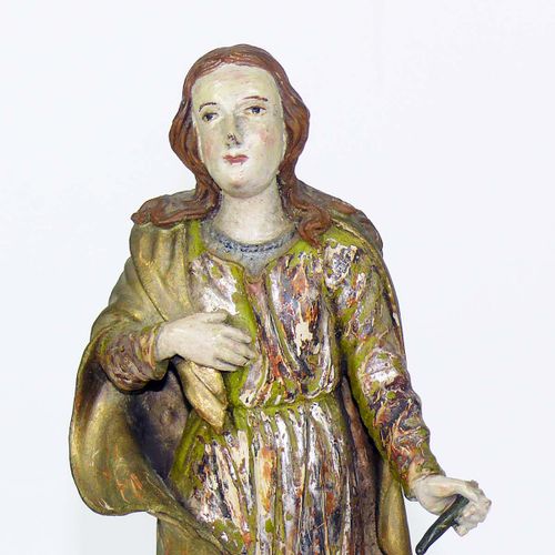 Null María Inmaculada (s. XIX) con rama de lirio de pie sobre un globo terráqueo&hellip;