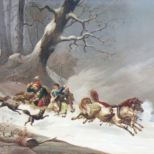 Null Anonyme (1ère moitié du 19e siècle) ''Troïka dans un paysage d'hiver'' ; ch&hellip;