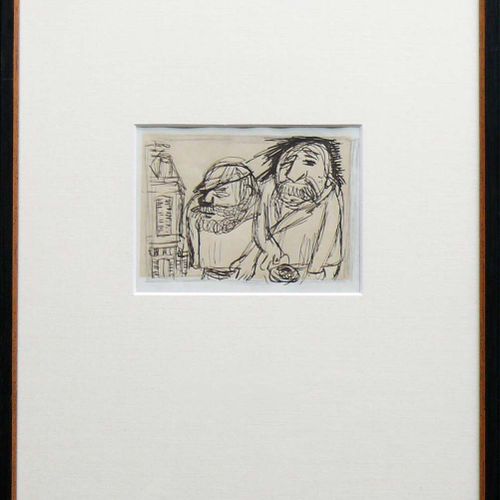 Null Hubbuch, Karl (Karlsruhe 1891 - 1979) ''Two Clochards''; ink sketch with pe&hellip;