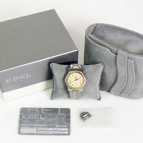 Null EBEL wristwatch model 1911; automatic; steel/gold 18ct; with original box, &hellip;