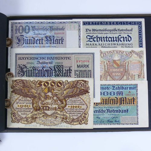 Null Album Reichsbanknoten con 80 banconote diverse; compilato ed eseguito dalla&hellip;