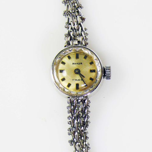Null Reloj de pulsera de señora con caja y brazalete de oro de 14 ct; D: Caja de&hellip;