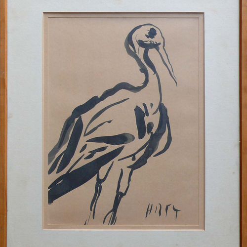 Null Breinlinger, Hans (Constance 1888 - 1963) ''Stork''; 水墨画; 题词和日期。54；约30 x 22&hellip;