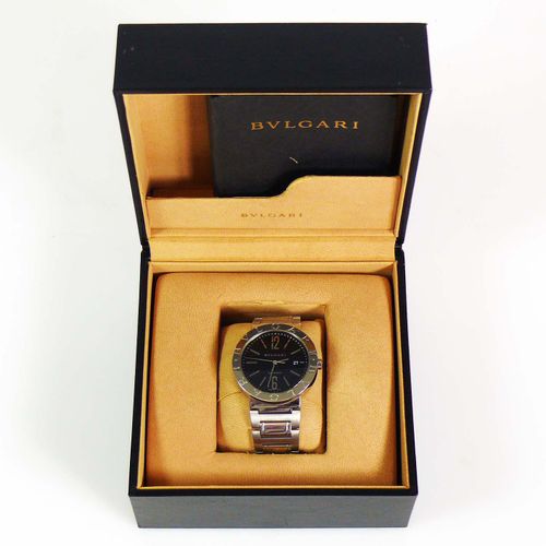 Null BULGARI wristwatch steel; automatic; in original case with manual; black di&hellip;