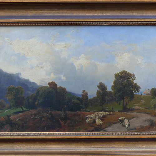 Null Bromeis, August (Kassel 1813 - 1881)《夏日风景》；前景是树木覆盖的草地和羊群；左下角签名；ÖL/LW；25 x 4&hellip;