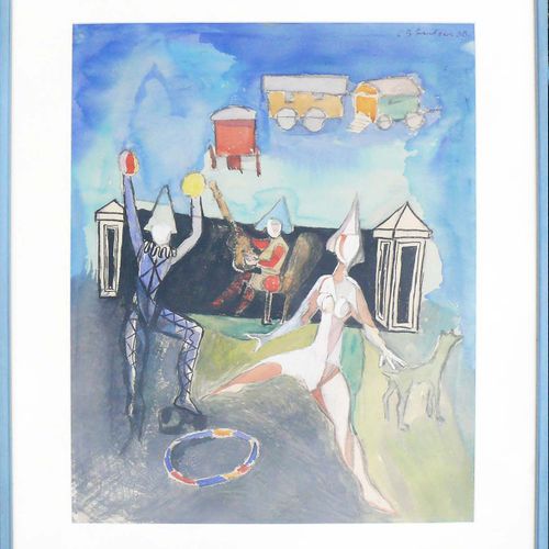 Null Becker, Curth Georg (Singen 1904 - 1972) ''Artistes de cirque'' ; aquarelle&hellip;