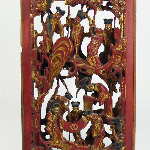 Null Talla de templo (China, c. 1900) representación en relieve de varias person&hellip;