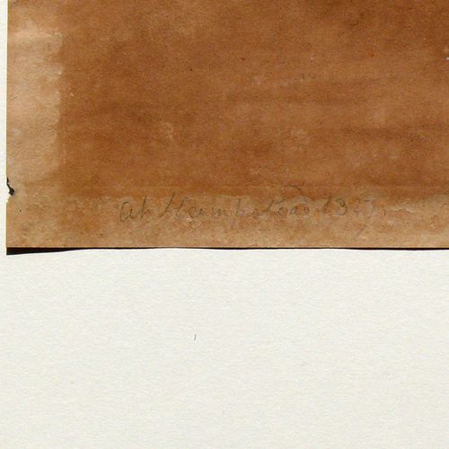 Null 佚名（英格兰，1.H.19.汉普斯特德的风景''；前景有人物；水彩画，部分用白色调高；在棕色的旧纸上；背面有2处修复的地方，2个角有缺失的部分；在下缘&hellip;