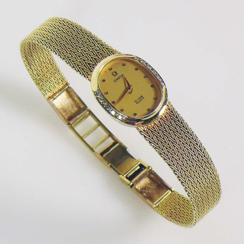Null OMEGA ladies' wristwatch De Ville; quartz; case and milanese strap in 14ct &hellip;