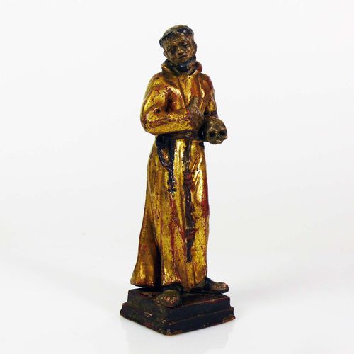 Null 圣方济各（18/19世纪） 木质，全圆雕，镀金，站在基座上；左手拿着头骨，象征着人类生命的短暂和虚荣；高：共20.5厘米