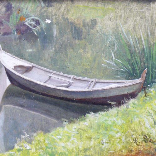 Null Daelen, Eduard (1848 Hörde (Dortmund) - 1923 Düsseldorf) ''Ruderboot am Ufe&hellip;