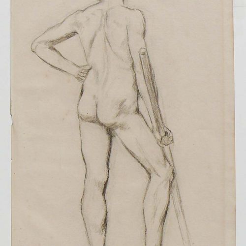 Null Purrmann, Hans (1880 Speyer - 1966 Basel) ''Standing Youth with Cane''; bac&hellip;