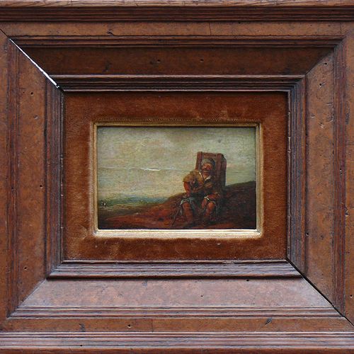 Null German Romantic (mid 19th c.) ''Wanderer/merchant in wide landscape'' sitti&hellip;