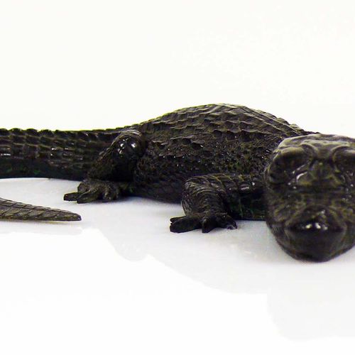 Null Crocodile Bronze, patiné foncé ; L : 18 cm