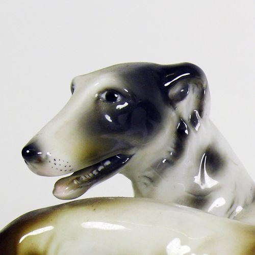 Null Porcelain group (1st half of 20th century) ''2 Borzoi greyhounds''; polychr&hellip;
