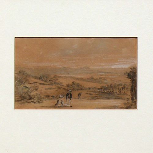 Null Anonyme (Angleterre, 1.H.19.)Paysage à Hampstead'' ; avec des personnages a&hellip;