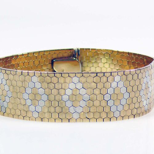Null Bracelet 18ct GG and WG; honeycomb pattern; L: 19 cm; 62,3g