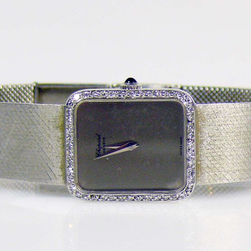 Null CHOPARD ladies' wristwatch 18ct WG case and fine braided bracelet; diamond &hellip;