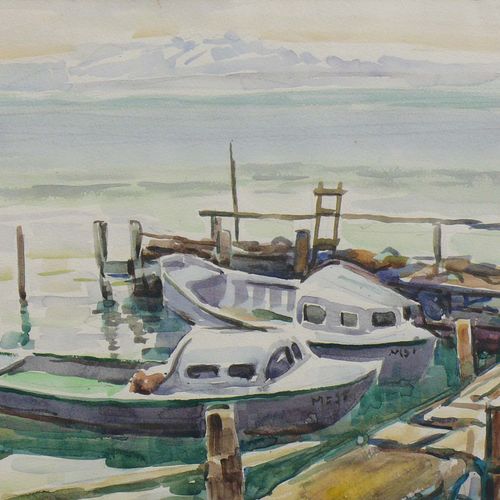 Null Einhart, Karl (1884 Costanza - 1967 Friburgo) ''Vista del porto'' con 2 bar&hellip;