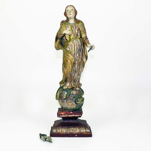 Null Maria Immaculata (19th c.) with lily branch standing on a globe around whic&hellip;