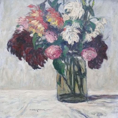 Null Ackermann, Otto (1872 Berlin - 1953 Düsseldorf) "'花瓶中的静物'；油画/胶片；左下方签名；54 x &hellip;