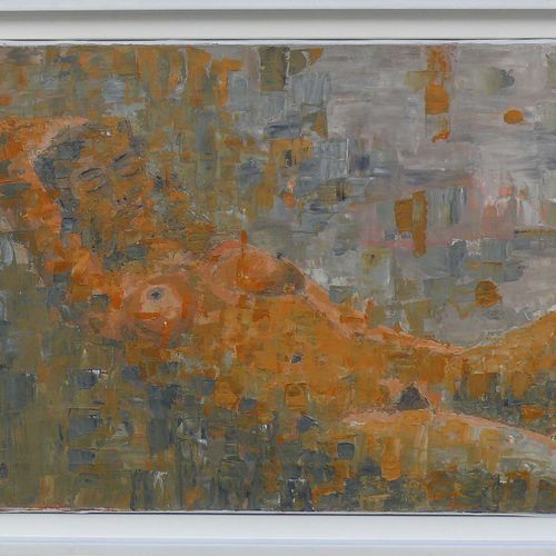 Null 佚名 (20世纪)''躺着的女性裸体''；油/柳；33 x 46厘米；R (39 x 52 x 4厘米)