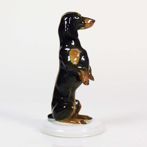 Null Dachshund (Rosenthal, c. 1920) upright, in male pose; brown underglaze pain&hellip;