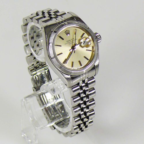 Null Reloj de pulsera de señora ROLEX (años 80) Lady Date; acero; indicador de f&hellip;