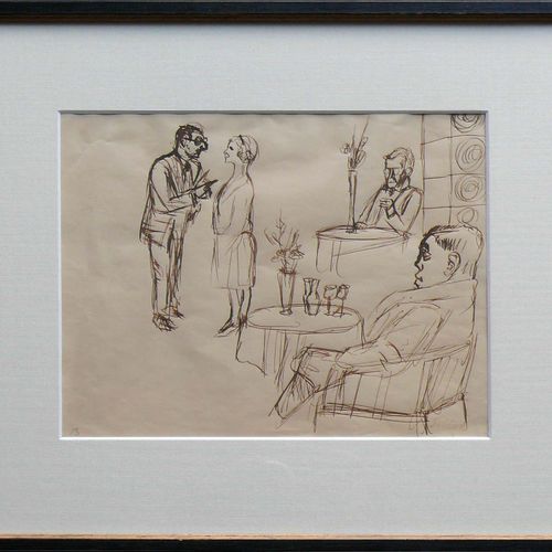 Null Hubbuch, Karl (Karlsruhe 1891 - 1979) ''Bar-Scene'' ; dessin à l'encre ; si&hellip;