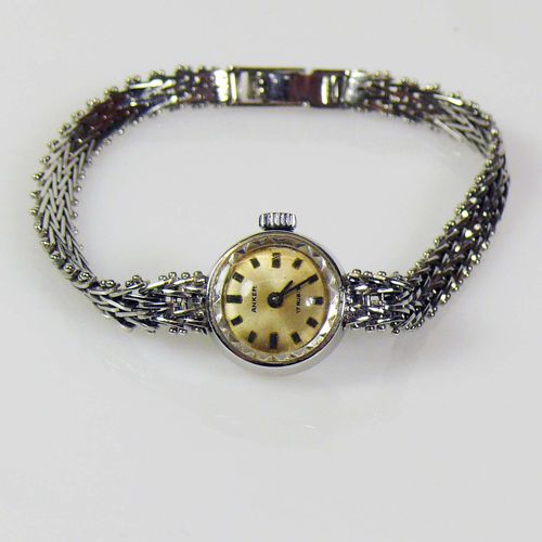 Null Montre-bracelet pour dame, boîtier et bracelet en WG 14ct ; D : Boîtier 17 &hellip;