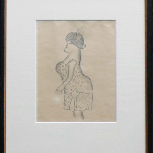 Null Hubbuch, Karl (Karlsruhe 1891 - 1979) ''Dama con sombrero''; dibujo a lápiz&hellip;