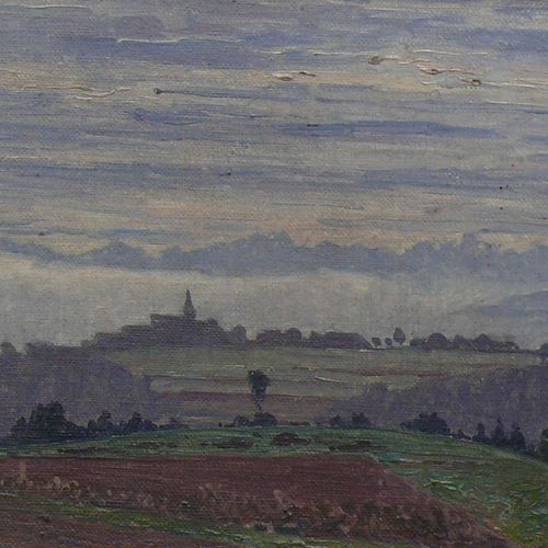 Null 迪施勒，赫尔曼（1866年弗赖堡-1935年辛特扎腾）"《阿尔卑斯山下的尼德维尔风景》；戈尔斯维尔区；油画/画板；右下方有签名和日期。32；约22 x&hellip;
