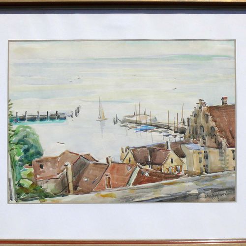Null Einhart, Karl (1884 Constance - 1967 Freiburg) "'Meersburg港的景色'"；水彩画；右下角签名；&hellip;