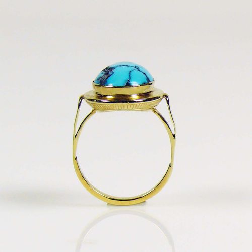 Null Lady's ring 14ct GG; set with 1 turquoise; 5,18g; ring size 60